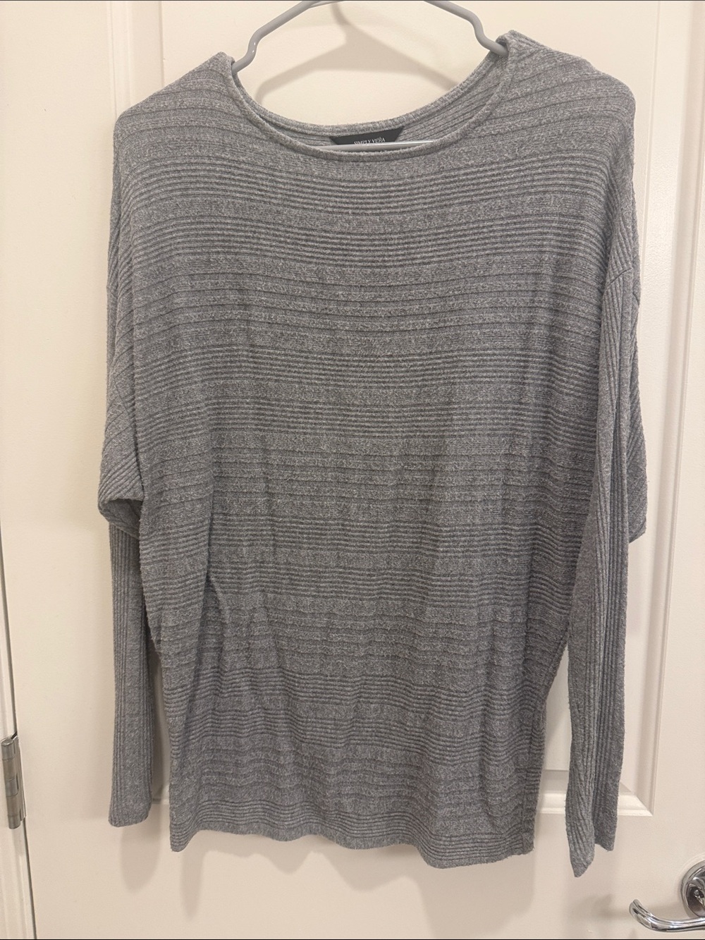 Simply Vera Vera Wang Men's Gray Ribbed Crewneck Sweater